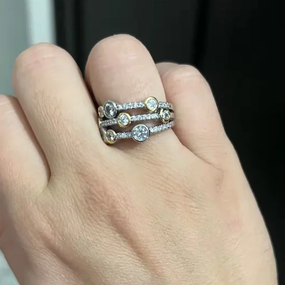 Gold and Silver Color Multi-Stone Ring - Picture 10 of 12